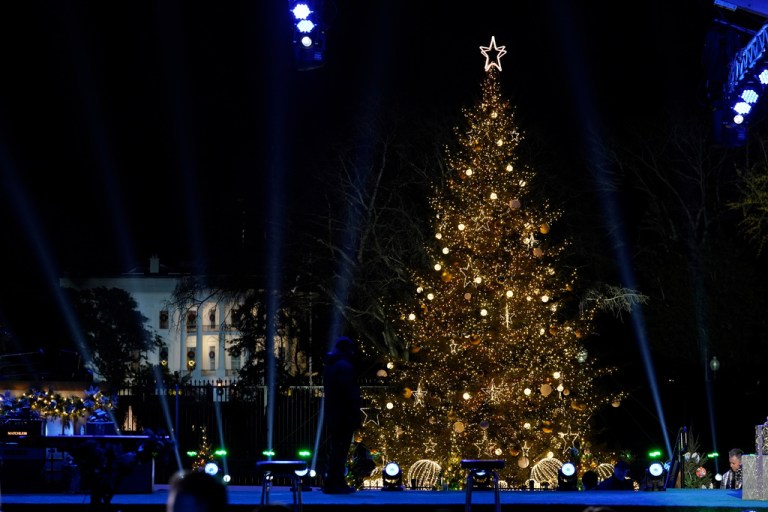 The 2025 National Christmas Tree lit on the Ellipse.