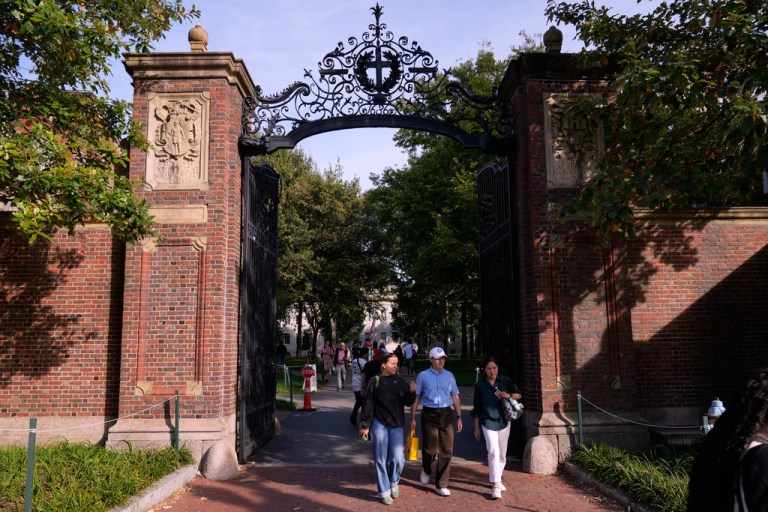 The gates of Harvard Yard at Harvard University.