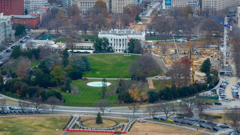 Work continues on the construction of the ballroom at the White House, Tuesday, Dec., 9, 2025, in Washington, where the East Wing once stood. (AP Photo/Pablo Martinez Monsivais)