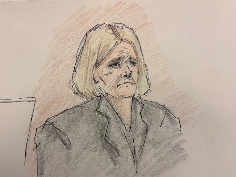A courtroom sketch of Judge Hannah Dugan during the closing arguments at her trial in court.