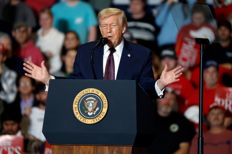 President Donald Trump delivers remarks at the Rocky Mount Events Center in Rocky Mount, N.C., Friday, Dec. 19, 2025. (AP Photo/Karl B DeBlaker)