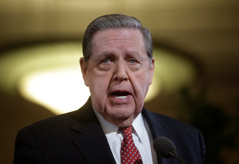FILE - Jeffrey R. Holland, member of the quorum of the twelve apostles, speaks during a news conference at the Conference Center, in Salt Lake City, Jan. 27, 2015.
