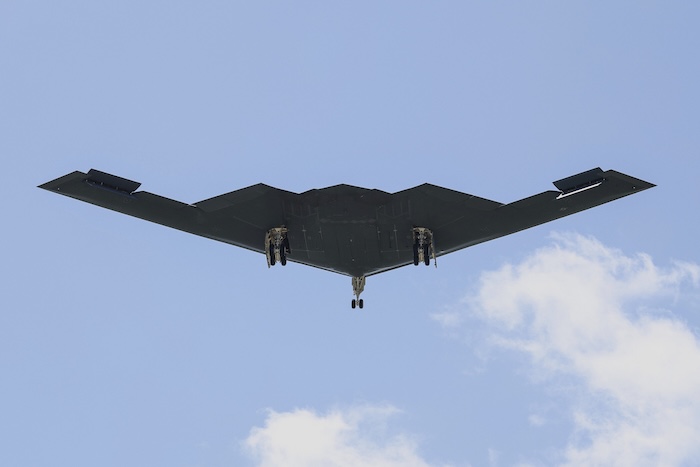 B2 bomber arriving at Whiteman Air Force base in Montana