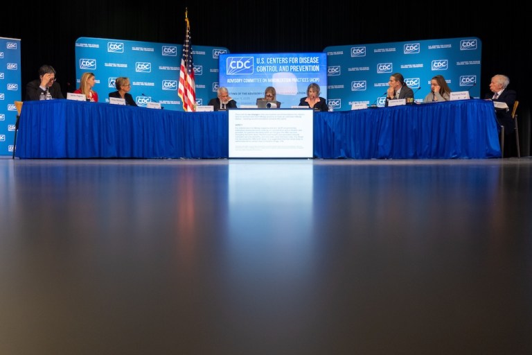 The CDC Advisory Committee on Immunization Practices votes to recommend changes to the infant hepatitis B vaccination policy during a meeting in Atlanta on Friday, Dec. 5, 2025.  