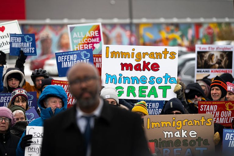 Demonstrators rally outside a Target location.