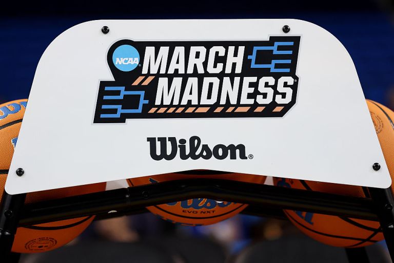 A detailed view of March Madness Wilson NCAA game basketballs before the game between the UCLA Bruins and the Oregon Ducks at UCLA Pauley Pavilion on December 07, 2025 in Los Angeles, California. (Photo by Luke Hales/Getty Images)