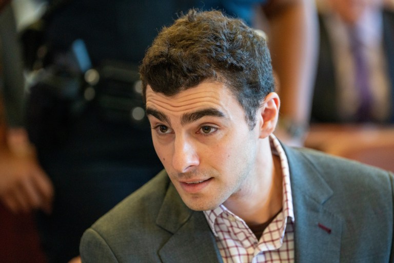 Luigi Mangione appears in court for an evidence hearing.