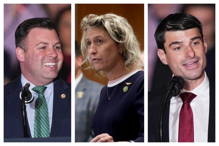 A handful of House Republicans are throwing support behind some kind of an extension of the Obamacare subsidies as a short-term solution while long-term reforms are being negotiated. Reps. Ryan Mackenzie (R-PA) and Rob Bresnahan (R-PA), left and right, signed onto a three-year clean extension of the subsidies, while Rep. Jen Kiggans (R-VA), center, has a bill to extend them for one year. (Photos: Associated Press)