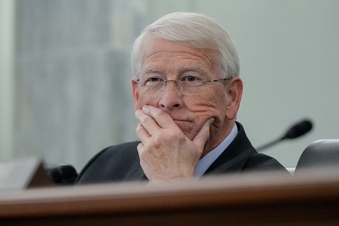 Sen. Roger Wicker (R-MS) listens during a Senate Commerce, Science and Transportation Committee hearing on the nomination of Adm. Kevin Lunday, acting commandant of the U.S. Coast Guard, for Commandant of the Coast Guard, Wednesday, Nov. 19, 2025, on Capitol Hill in Washington.