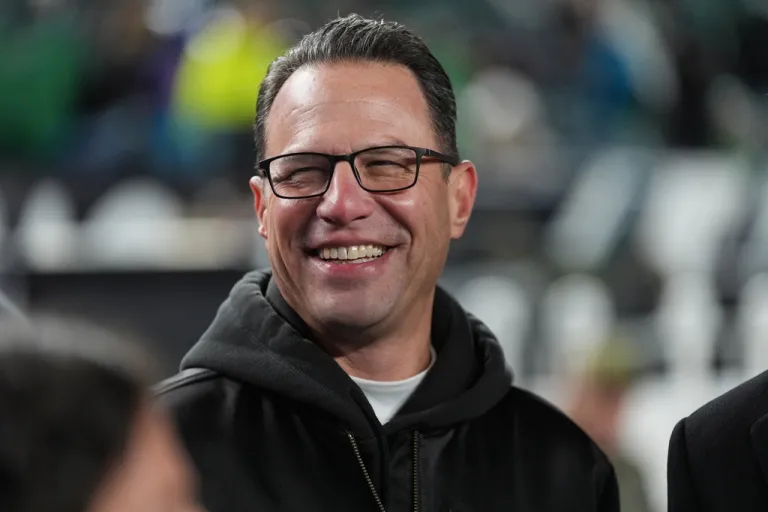 Pennsylvania Gov. Josh Shapiro watches warm ups before an NFL football game between the Philadelphia Eagles and the Detroit Lions on Sunday, Nov. 16, 2025, in Philadelphia.