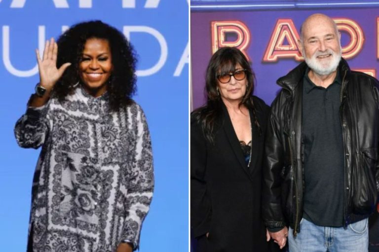 Collage of Michelle Obama and Rob and Michele Reiner.