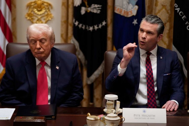 Donald Trump and Pete Hegseth.