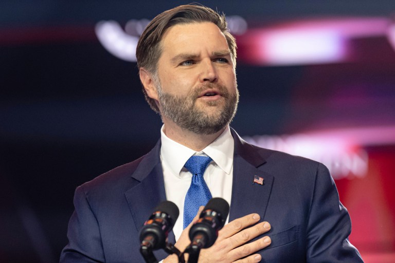 Vice President JD Vance speaks during Turning Point USA's AmericaFest 2025.