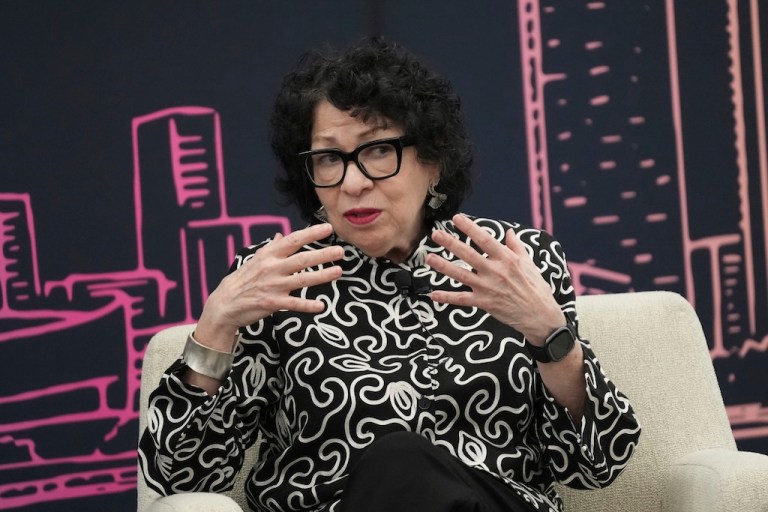 Supreme Court Associate Justice Sonia Sotomayor participates in a fireside chat in Miami, Feb. 11, 2025. (AP Photo/Lynne Sladky, File)