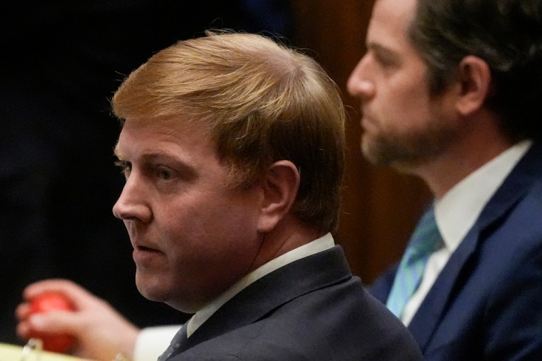 Sen. Appropriations Committee Chairman Blake Tillery, R-Vidalia, listens to a speaker during a session on the Senate floor