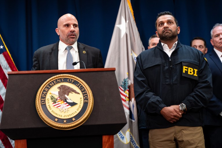 New York Assistant Director in Charge Christopher Raia speaks at a news conference alongside FBI Director Kash Patel announcing numerous arrests in illegal sports betting and poker game schemes at the U.S. Attorney's Office, Thursday, Oct. 23, 2025, in New York.