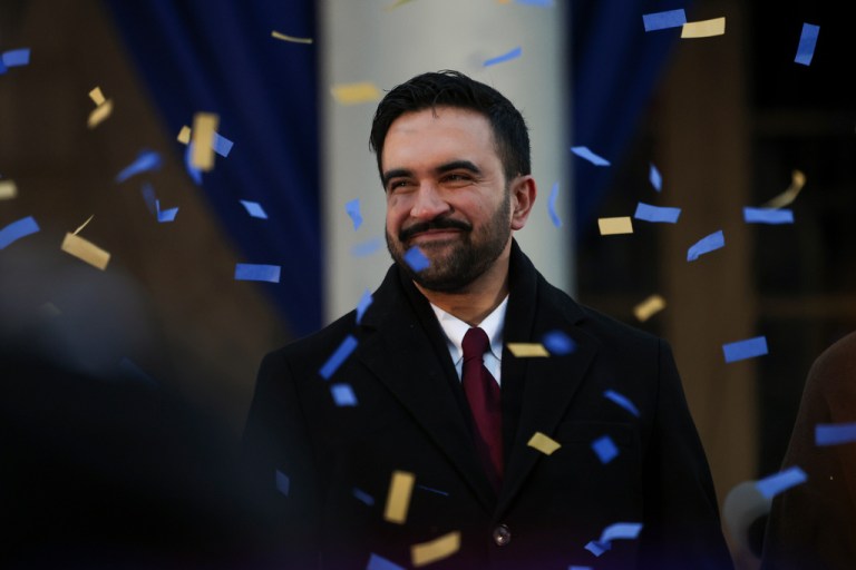 Mayor Zohran Mamdani reacts after speaking during his inauguration ceremony, Thursday, Jan. 1, 2026, in New York. (AP Photo/Heather Khalifa)