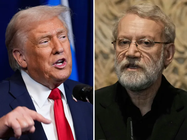President Donald Trump and Iranian Secretary of Supreme National Security Council Ali Larijani.