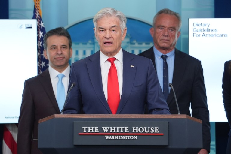 Dr. Mehmet Oz, administrator of the Centers for Medicare & Medicaid Services, speaks during a press briefing.