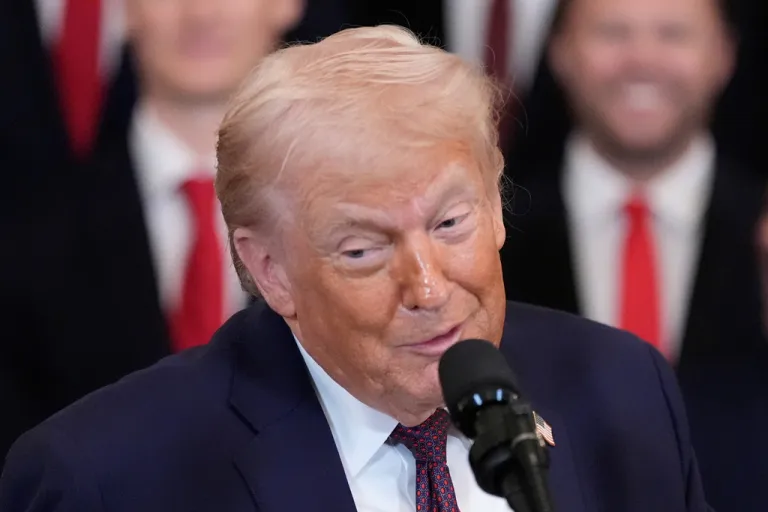 President Donald Trump speaks during an event to honor the 2025 Stanley Cup Champion Florida Panthers in the East Room of the White House, Thursday, Jan. 15, 2026, in Washington.