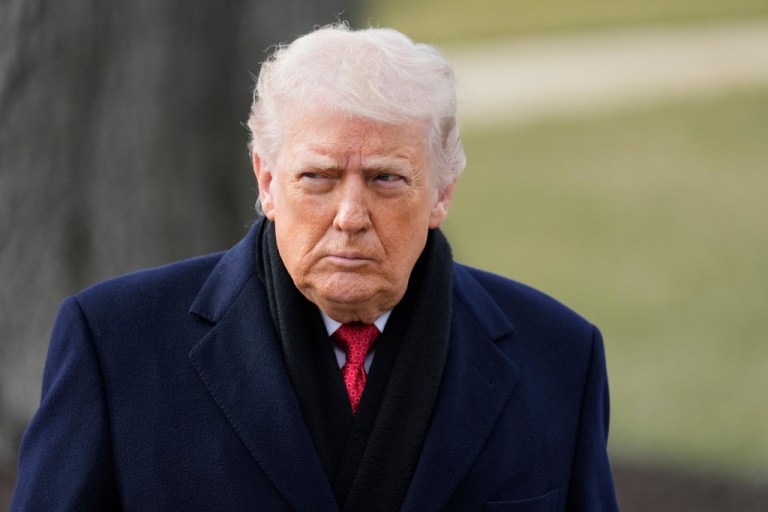 President Donald Trump walks to Marine One