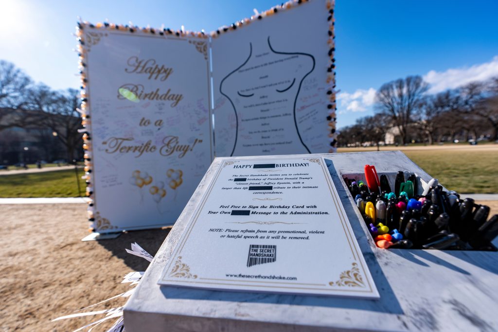 Giant replica of Trump’s alleged birthday card to Epstein spotted on National Mall