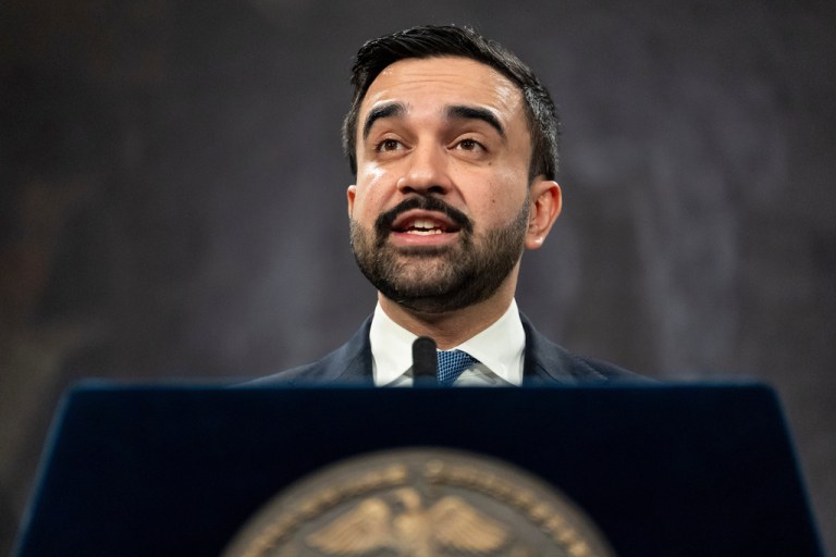 New York Mayor Zohran Mamdani speaks during a press conference.
