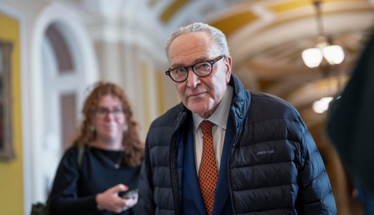 Senate Minority Leader Chuck Schumer, D-N.Y., arrives at his office as the Senate returns at the Capitol in Washington, Tuesday, Jan. 27, 2026. (AP Photo/J. Scott Applewhite)
