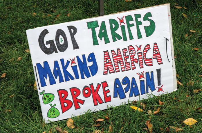 A protest sign in St. Paul, Minnesota, Oct. 25, 2025. (Michael Siluk/UCG/Universal Images Group/Getty Images)