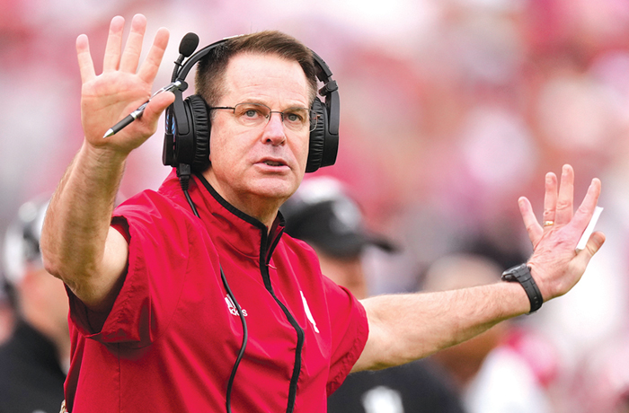 Indiana head coach Curt Cignetti calls a play during the Rose Bowl College Football Playoff quarterfinal game against Alabama on Jan. 1 in Pasadena, California. (Mark J. Terrill/AP)