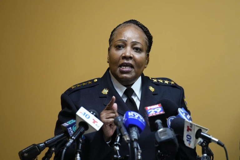 Philadelphia Sheriff Rochelle Bilal gives a news conference in Philadelphia, Sept. 21, 2023.