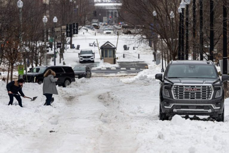 Washington, D.C. residents grapple with poor road conditions caused by winter storm.