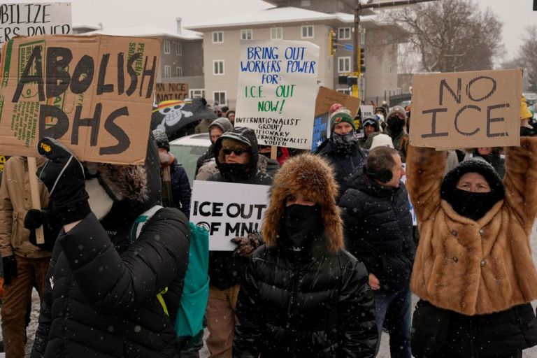 Anti-ICE protesters assemble in Minnesota.