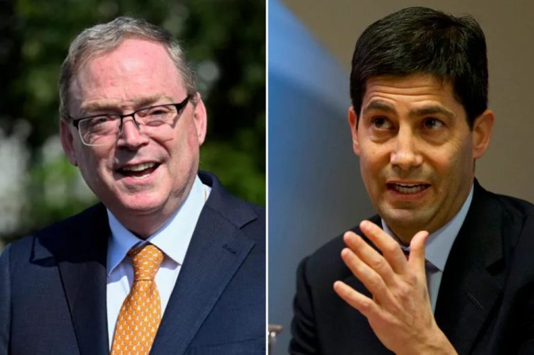 Collage of National Economic Council Director Kevin Hassett and Kevin Warsh, President Donald Trump's pick for next chairman of the Federal Reserve.