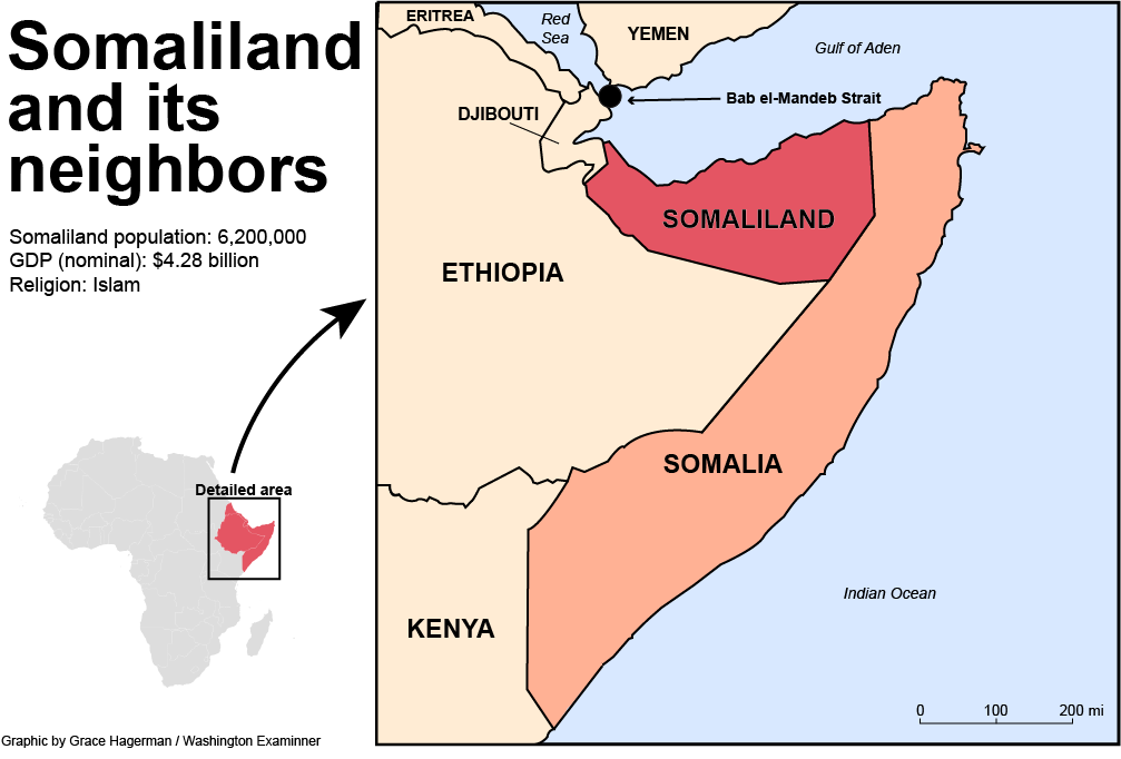 Graphic displaying location of Somaliland. (Grace Hagerman/Washington Examiner) 
