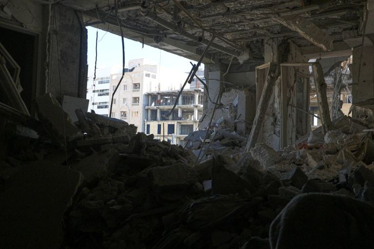Wreckage from a building explosion in Iran.
