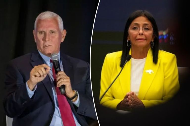 Pence and Delcy Rodriguez.