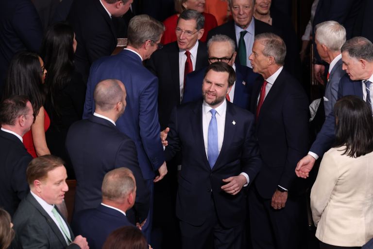 Vice President JD Vance arrives to President Trump's State of the Union speech.