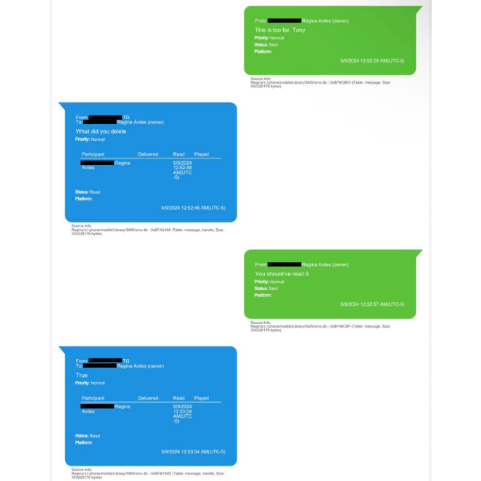 Text messages allegedly between Rep. Tony Gonzales (R-TX) and a late staffer.