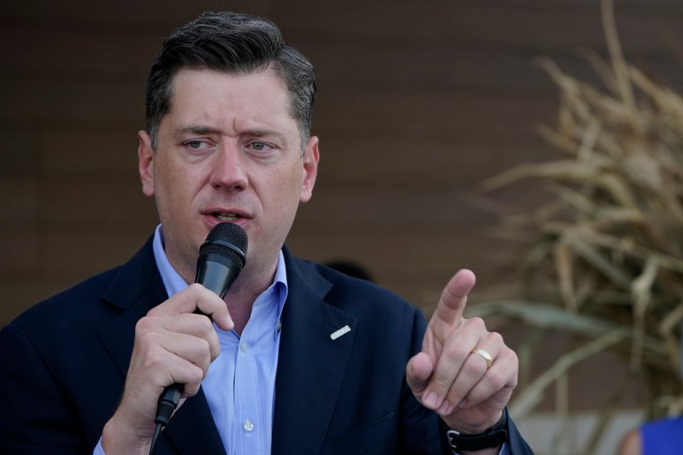 Oklahoma City Mayor David Holt speaks, Sept. 1, 2021, in Oklahoma City. The Oklahoma City Council voted Tuesday, Sept. 26, to set a Dec. 12 citywide vote on a proposed 1% sales tax for six years that would fund a new $900 million downtown arena and keep the NBA's Thunder in the city through at least 2050. The council also voted 7-2 to approve a letter of intent with the Thunder's ownership group that would require the group to contribute $50 million toward the arena’s cost. “I commend the Council for authorizing me to sign this historic letter of intent, I thank the Thunder for their partnership and I congratulate all of OKC for getting to this point,” Holt said in a statement.