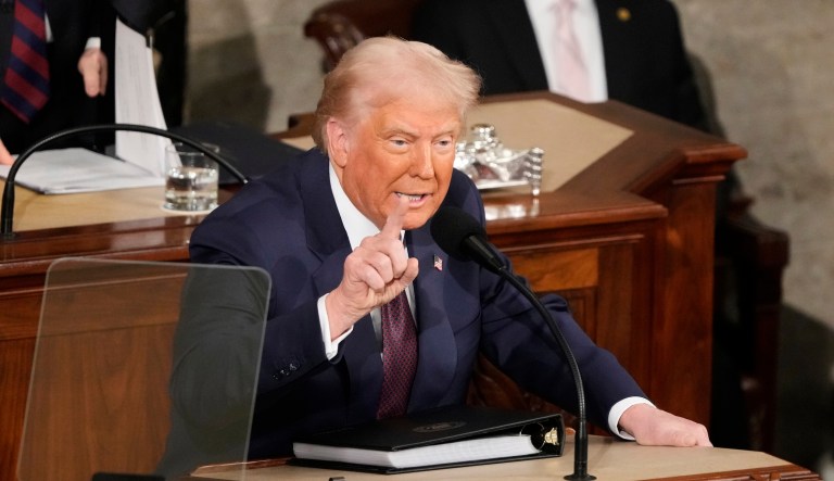 President Donald Trump addresses a joint session of Congress at the Capitol in Washington, Tuesday, March 4, 2025. (AP Photo/Ben Curtis)