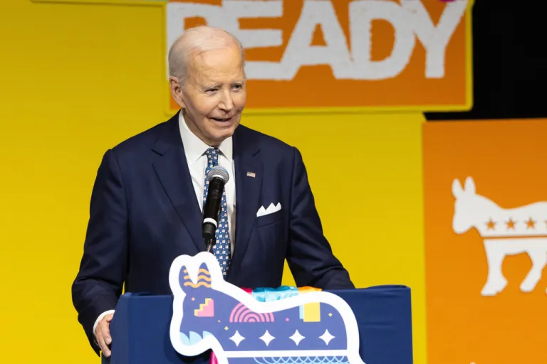 Former President Joe Biden speaks during the Ben Nelson Gala.