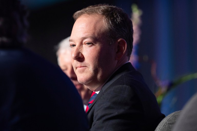 EPA Administrator Lee Zeldin side profile listening during a conference