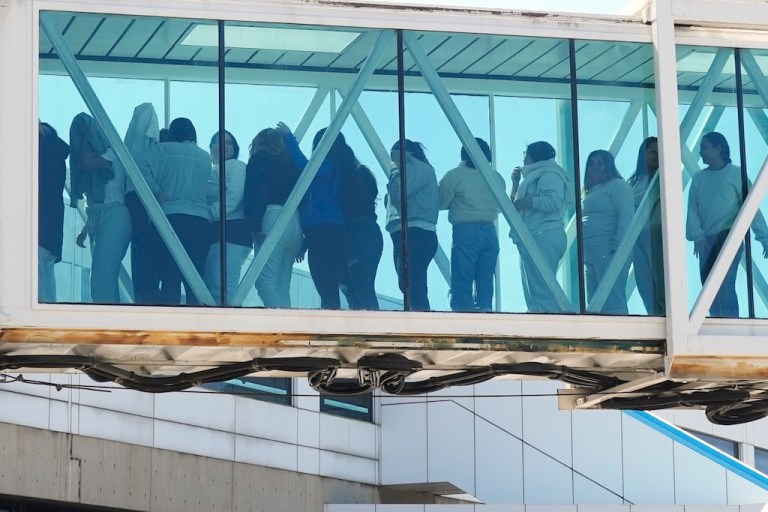 Venezuelans deported from the United States deplane at Simon Bolivar International Airport in Maiquetia, Venezuela, Monday, Jan. 19, 2026. (AP Photo/Matias Delacroix)