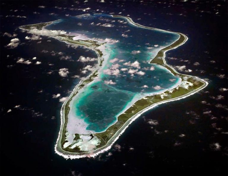 Aerial view of Diego Garcia island.