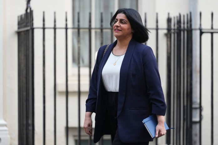Shabana Mahmood walks near 10 Downing Street
