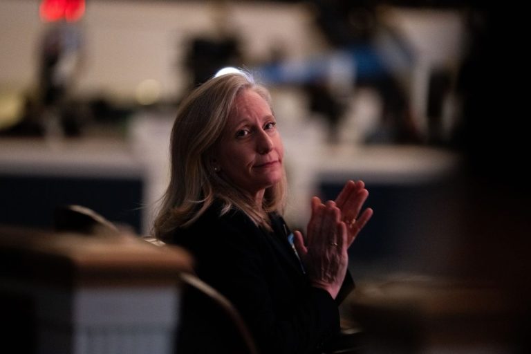 Virginia Gov. Abigail Spanberger at an event honoring the 67 people killed in the 2025 midair collision near Washington Reagan National Airport, Wednesday, Jan. 28, 2026, in Washington. (AP Photo/Allison Robbert)