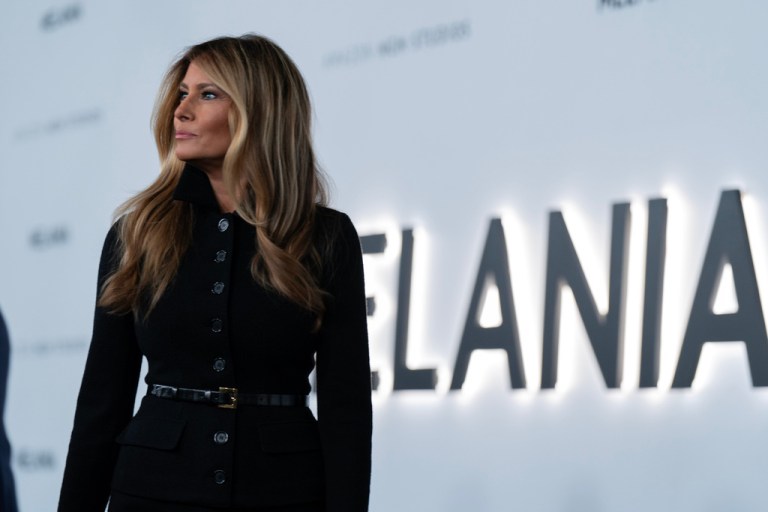 First lady Melania Trump arrives for the premiere of her movie 