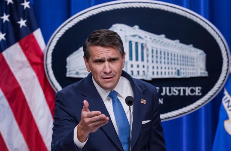 Deputy Attorney General Todd Blanche takes a question from a reporter during a news conference after the Justice Department announced the release of three million pages of documents in the latest Jeffrey Epstein disclosure in Washington, Friday, Jan. 30, 2026.