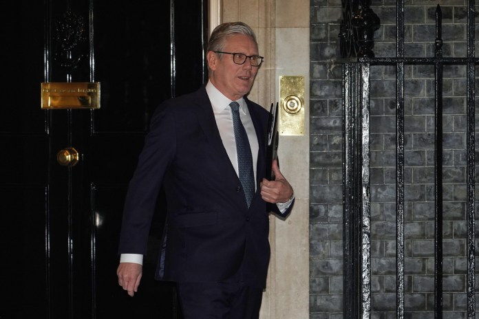 Keir Starmer seen leaving 10 Downing Street at night